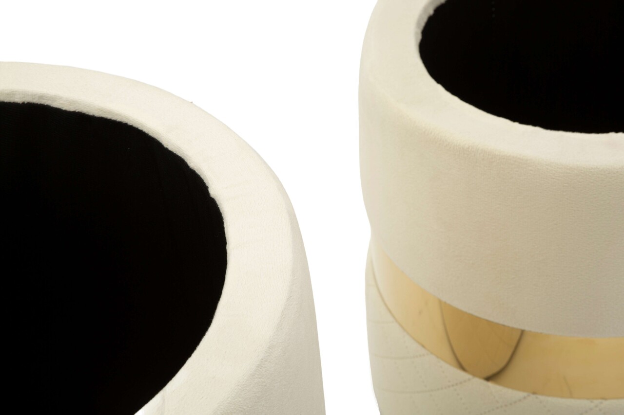 Set 2 taburete cu spatiu depozitare Sheffild, Mauro Ferretti, 37x42 cm, 28x35 cm, fier/MDf/poliester, crem - 1 | YEO