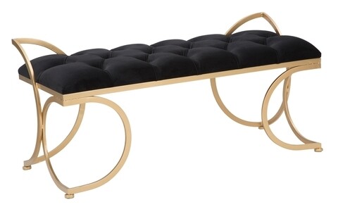 Bancheta Glam Luxy, Mauro Ferretti, 103x43x47 cm, fier/catifea, negru/auriu 103x43x47