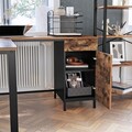 Birou in forma de L / birou de colt, Vasagle, Industrial, cu sertare, 137x150x75 cm, PAL/otel, maro