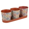 Set 3 ghivece cu tavita Apple, Creaciones Meng, 10x10, metal galvanizat