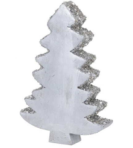 Poza Decoratiune Xmas Tree, 15x3x22 cm, lemn de mango, paiete argintii