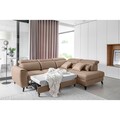 Coltar extensibil dreapta 4 locuri ELTAP, RT-20NU, Noble, 255x201x100 cm, lemn/poliester, maro deschis