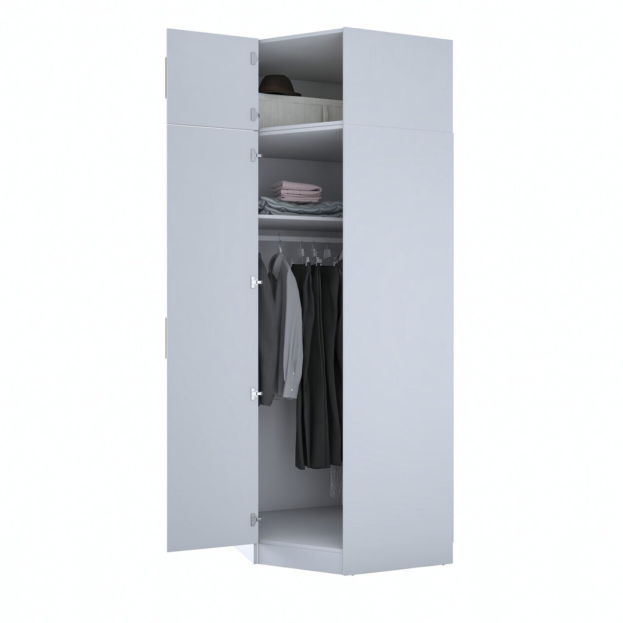 Dulap pentru haine, Hanah Home, BA213, 91x255x57.5 cm, PAL melaminat, Alb - view 9