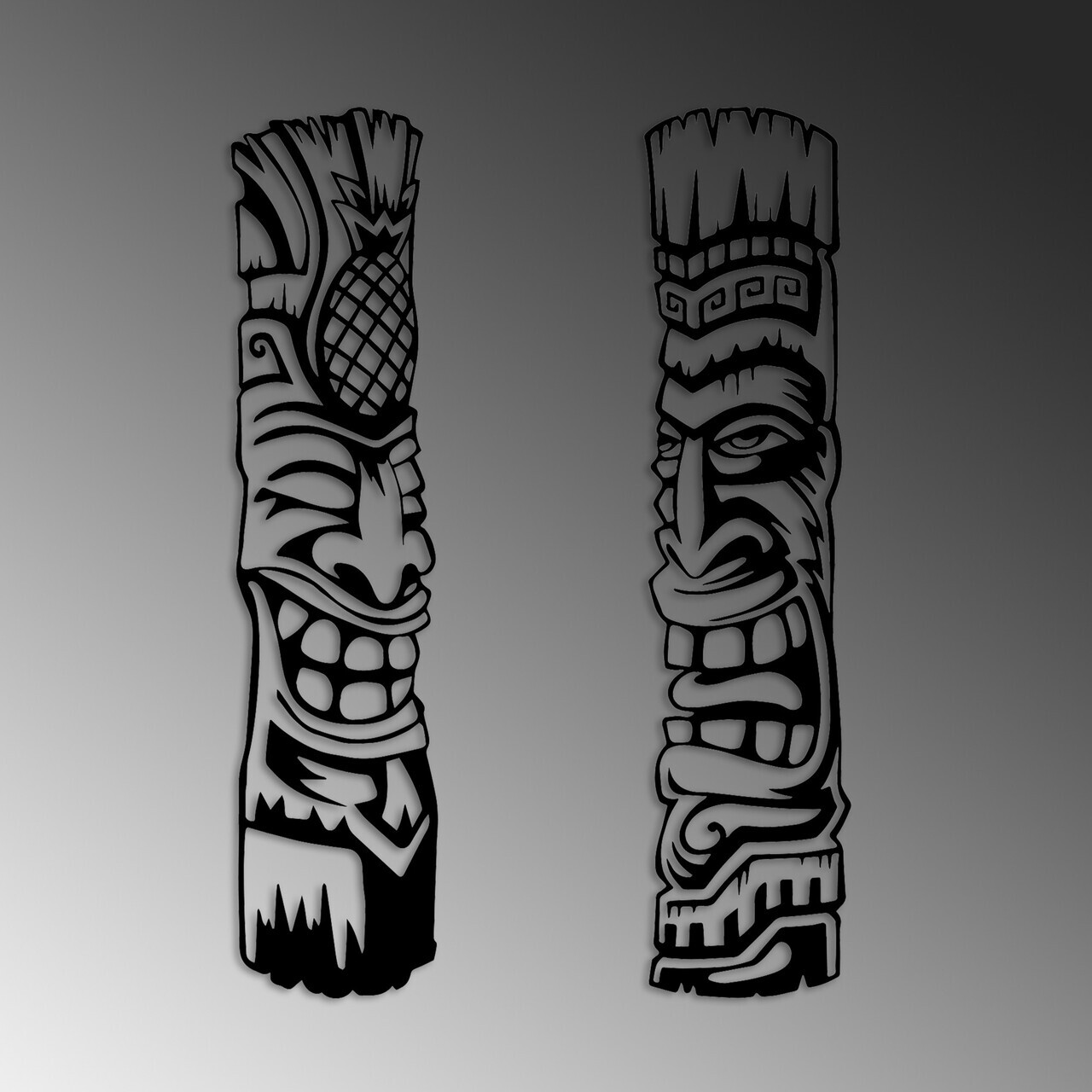 Decoratiune de perete, Tiki, Metal, (Grosime: 1,5 mm), Negru — imaginea 6