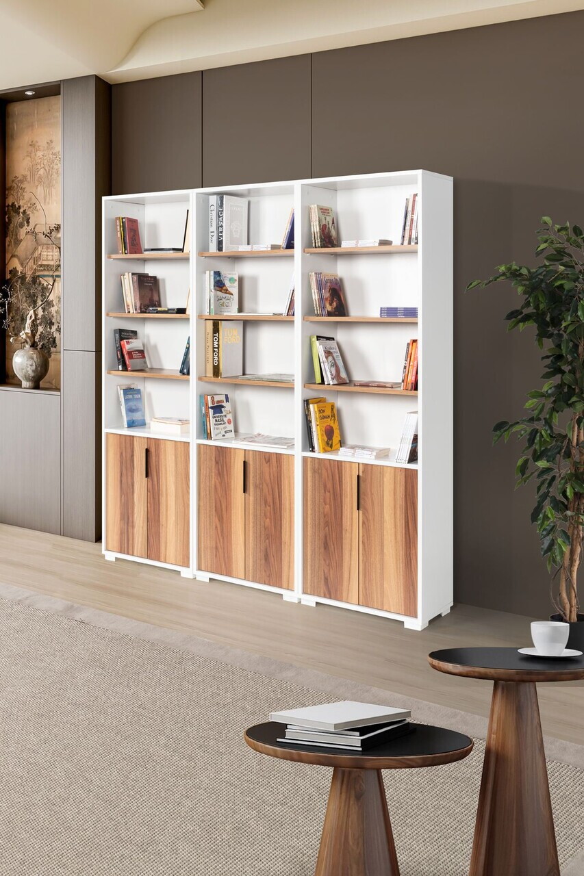 Corp biblioteca, Hanah Home, Evm 8301, 180x187x30 cm, PAL, Alb/Maro — imaginea 4