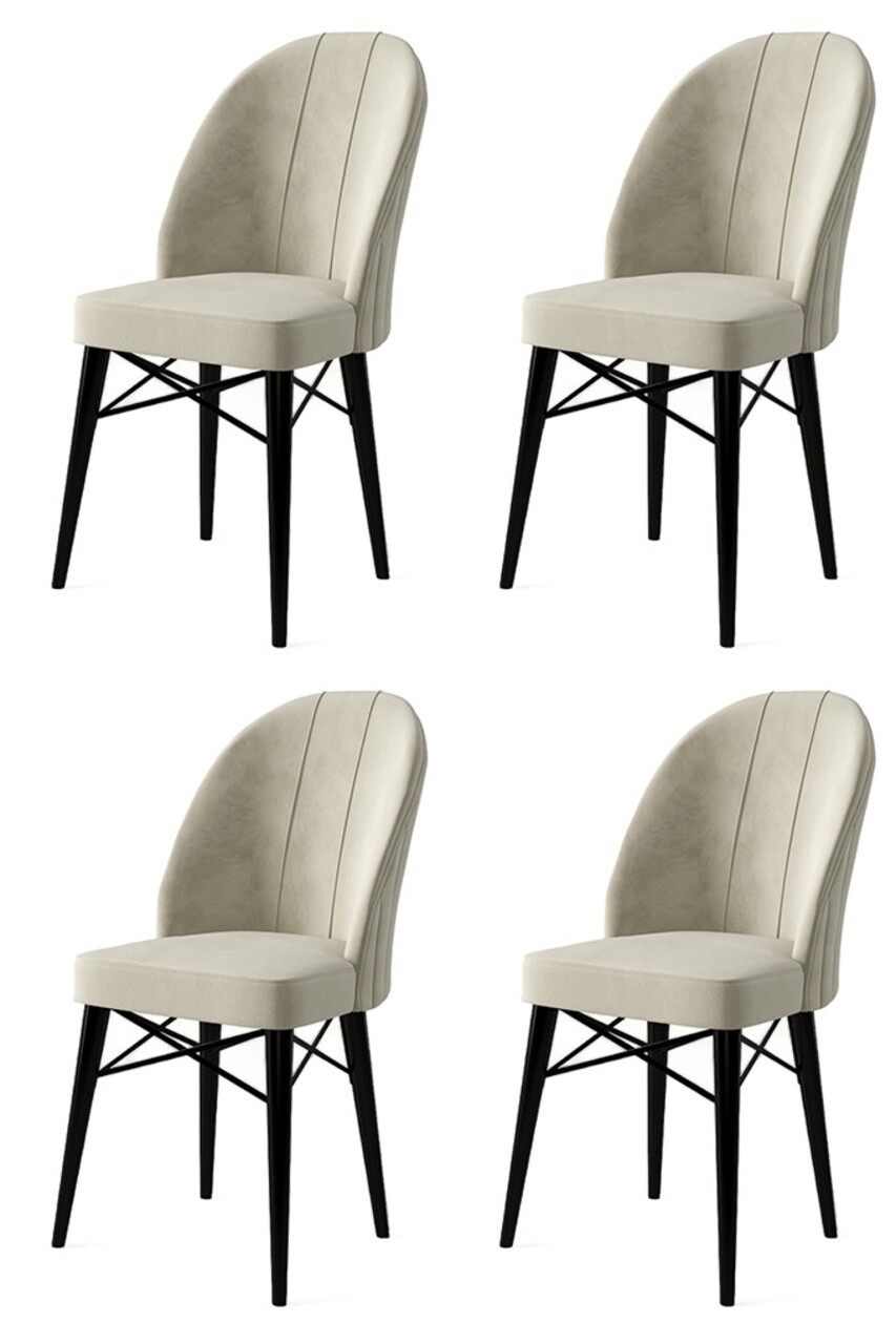 Set de scaune, Charlotte, Ritim, Metal, Crem/Negru