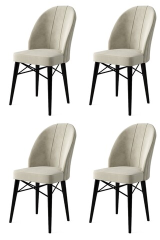 Set de scaune, Charlotte, Ritim, Metal, Crem/Negru