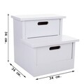 Scaun tip treapta, Melina, Creaciones Meng, 34x34x34 cm, 2 sertare, lemn de paulownia, alb