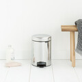 Cos de gunoi cu pedala, Brabantia, NewIcon Brilliant Steel, 3 L, 23.5x16.8x26.4 cm, otel, argintiu