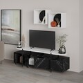 Comoda TV cu 2 rafturi, Decortie, Hanley, pal melaminat, negru/alb