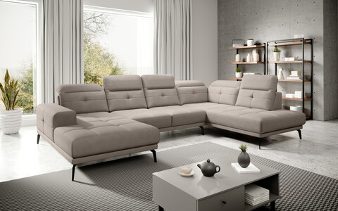 Coltar dreapta 6 locuri ELTAP, RT-07PO, Bretan, 350x205x107 cm, lemn/poliester, gri