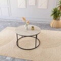 Masuta de cafea, Hanah Home, Royal, Negru / Travertin