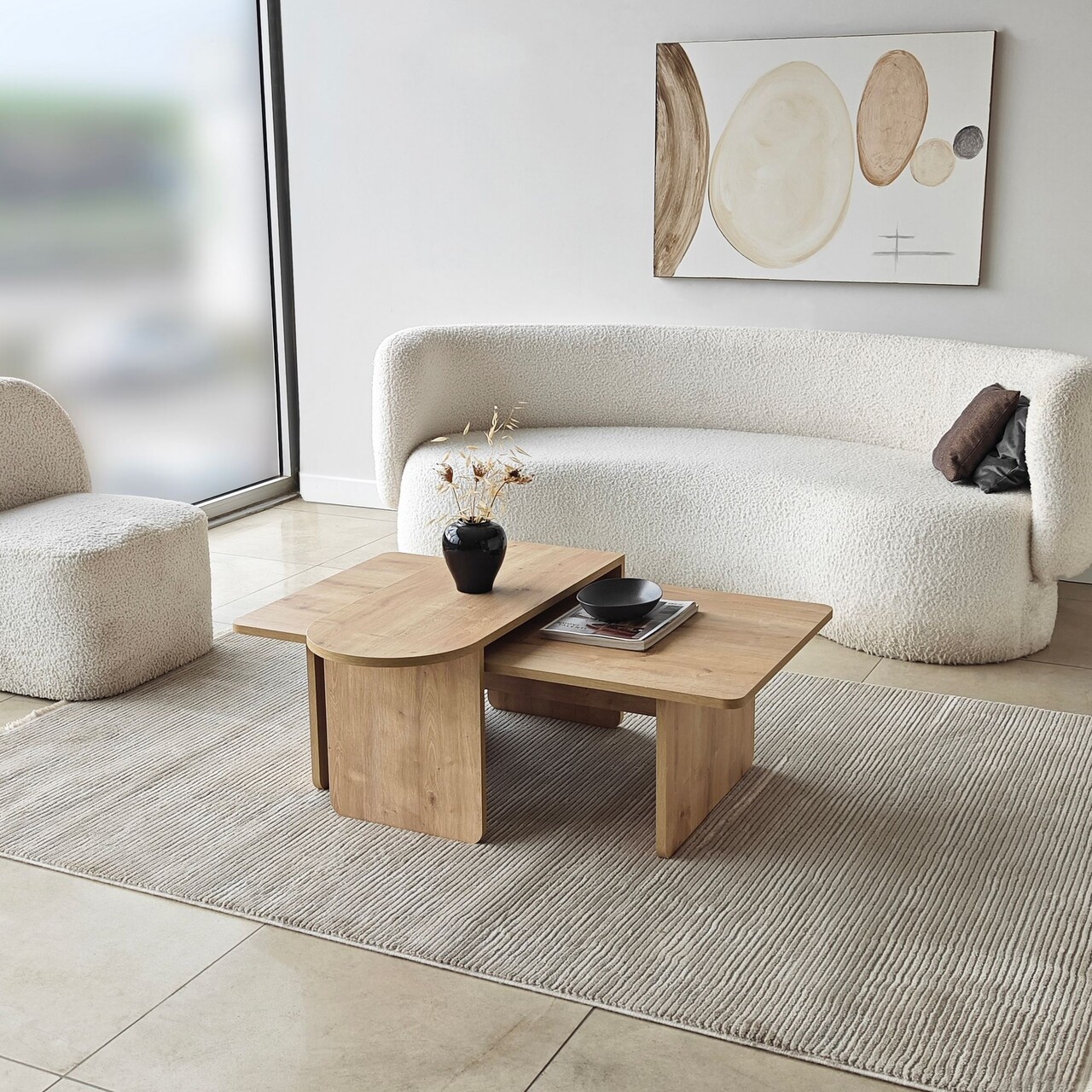 Set masute de cafea, Hanah Home, Paris, Bronz / Stejar Safir - imagine 2