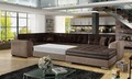 Coltar extensibil dreapta 5 locuri ELTAP, Damario, 338x189x78 cm, lemn/poliester, maro inchis/maro deschis