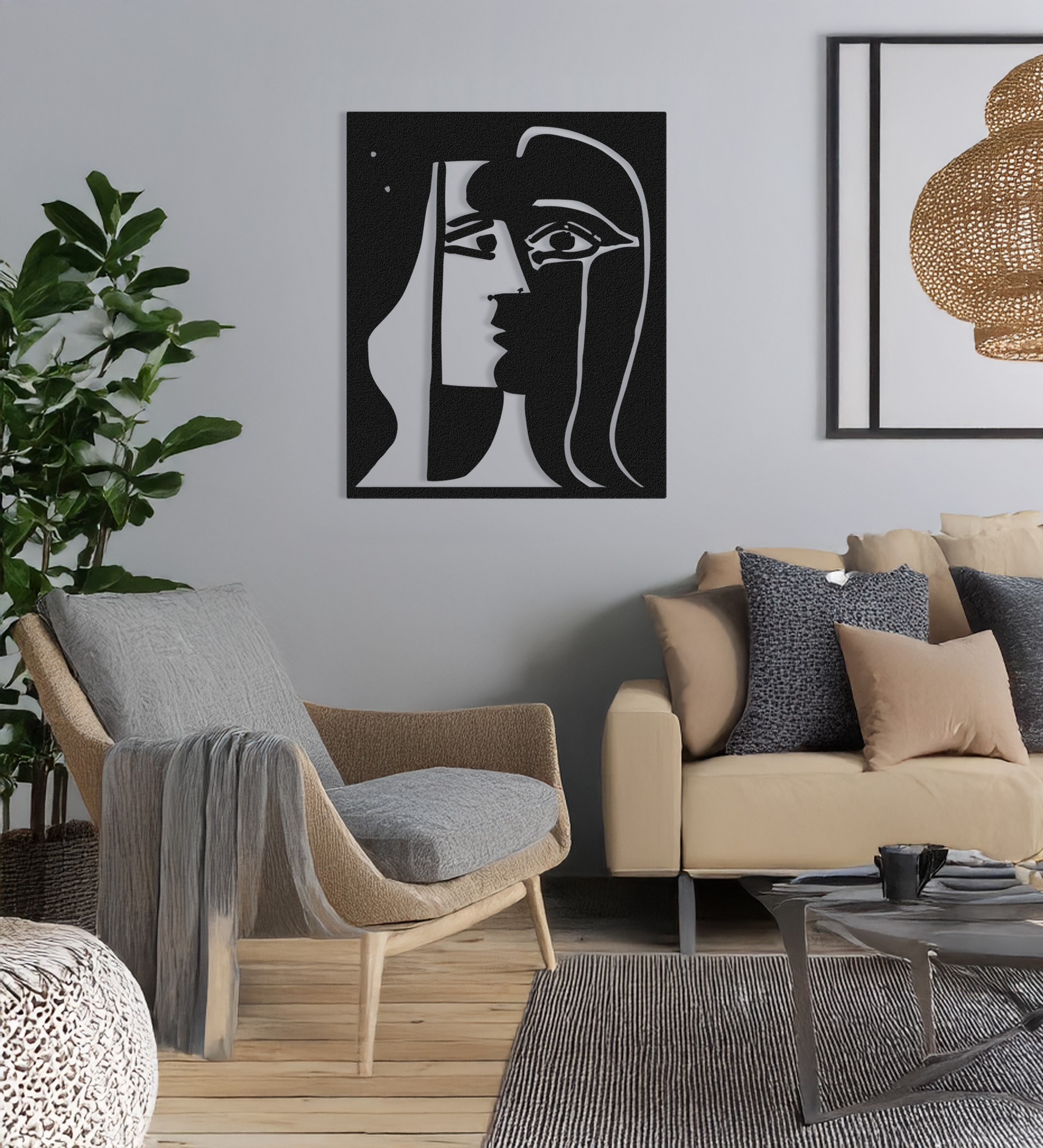 Decoratiune de perete, ART-DC-008, Dimensiune: 50 x 42 cm, Negru