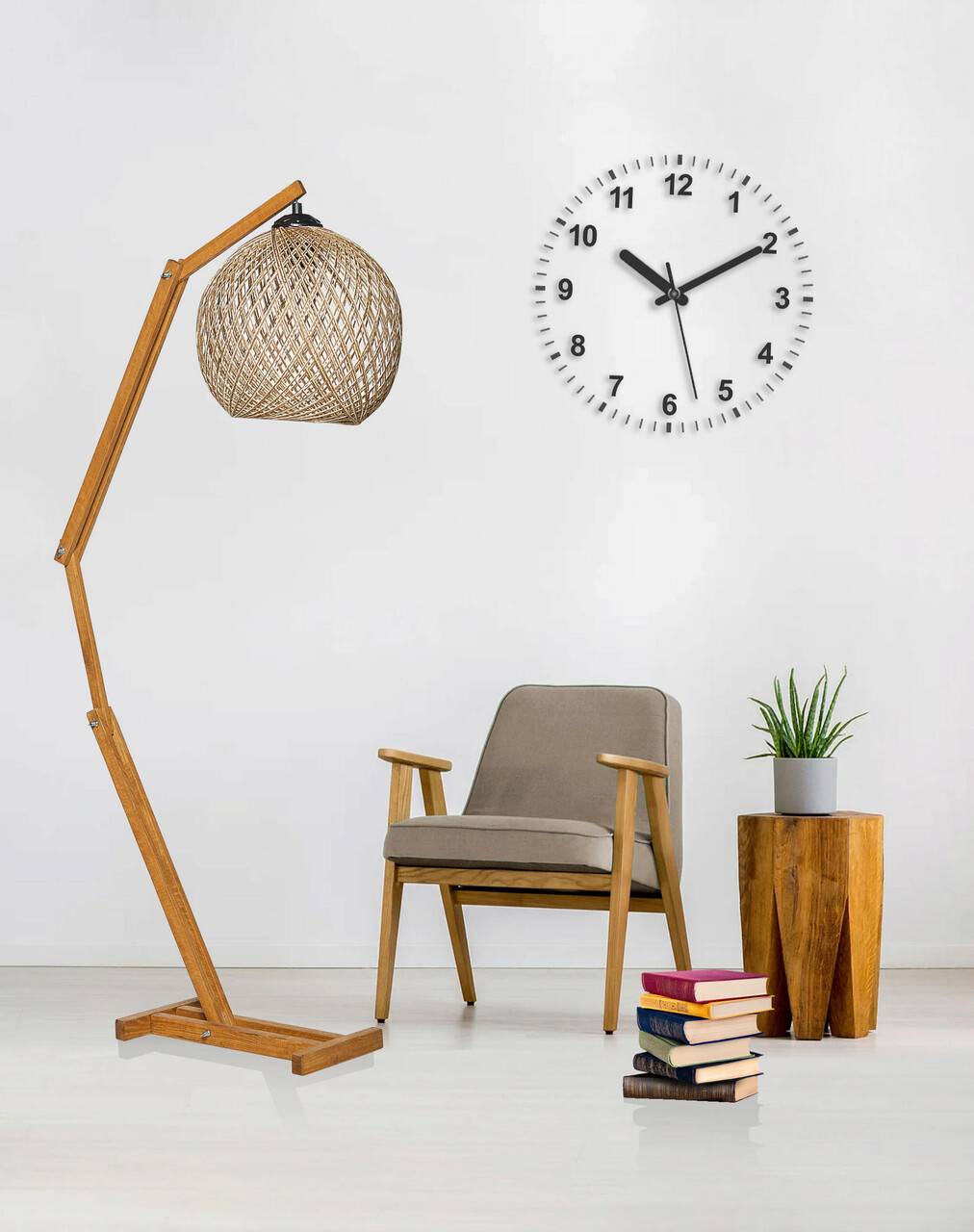 Lampa de masa, FullHouse, 390FLH1770, Lemn de pin, Ecru / Maro