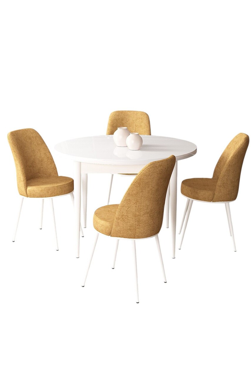 Set masă și scaune (5 bucăți), Hanah Home, Tor, Alb / Cappuccino - view 2