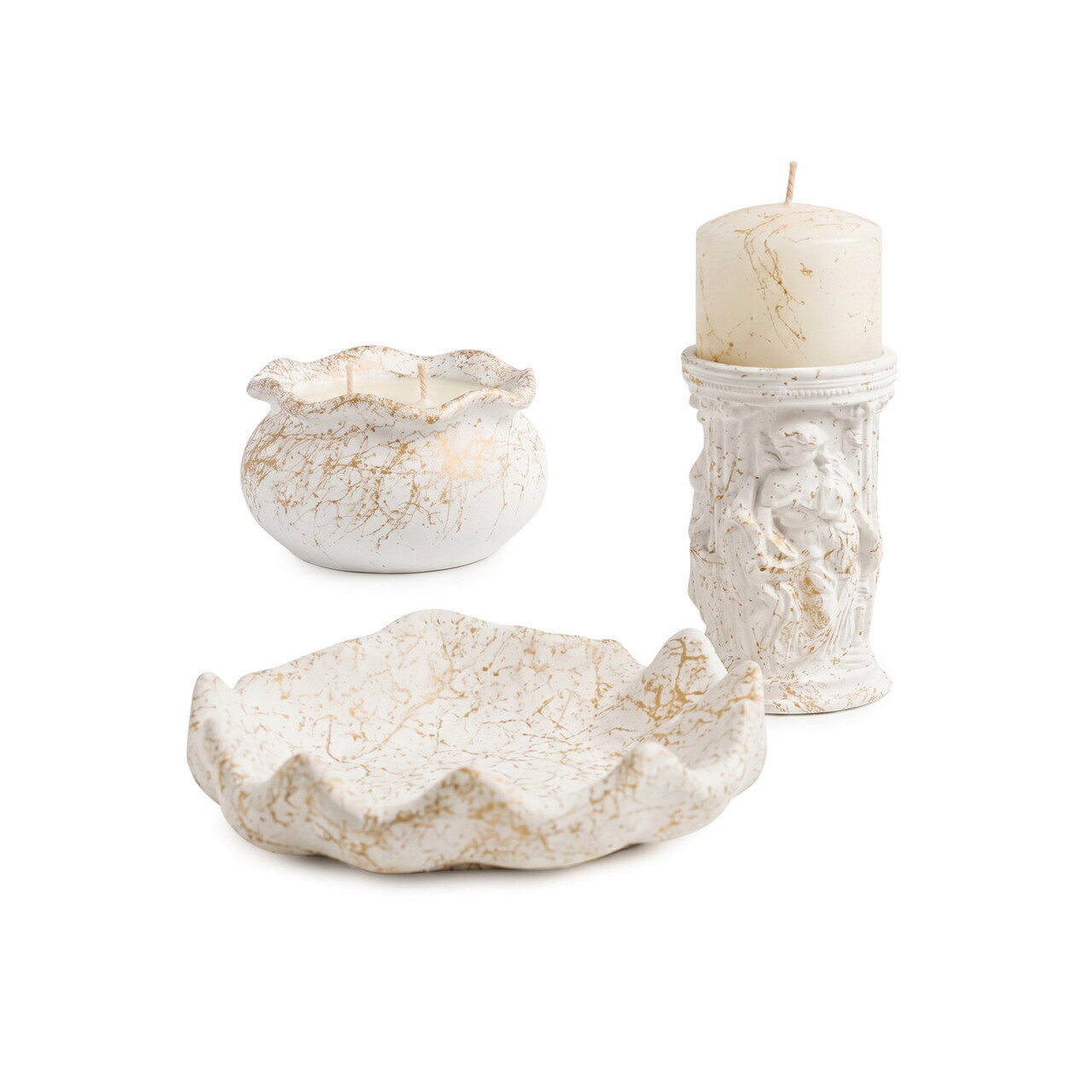 Set de lumanari, Ers1238 HC, BETON, Auriu — imaginea 2