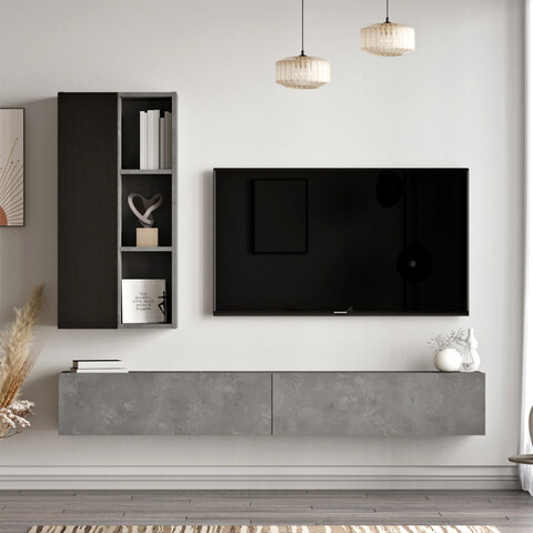 Comoda tv, yardley, lv10, pal, argintiu / negru