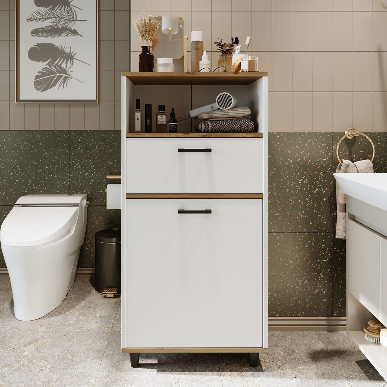 Dulap multifunctional, Hanah Home, 2501, 60x115x35 cm, PAL MELAMINAT, Pin Atlantic / Alb — imaginea 3
