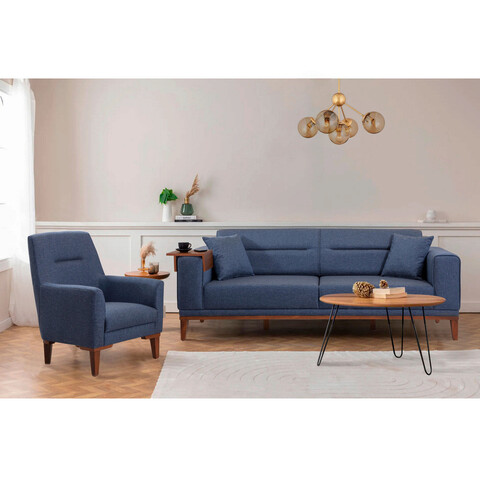 Set canapea extensibilă, unique design, 867unq1674, lemn de carpen, albastru inchis