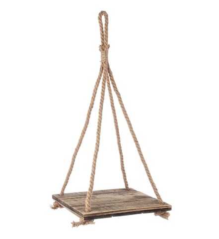 Suport suspendabil pentru ghiveci, yari square, bizzotto, 35x73 cm, lemn de pin/sfoara