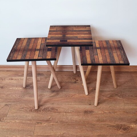 Set masute 3 piese, Leona, 3Shp332, Maro / Camel