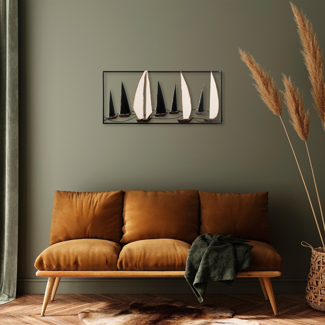Decoratiune de perete, Yelkenli, Metal, Dimensiune: 40 x 91 x 5 cm, Multicolor