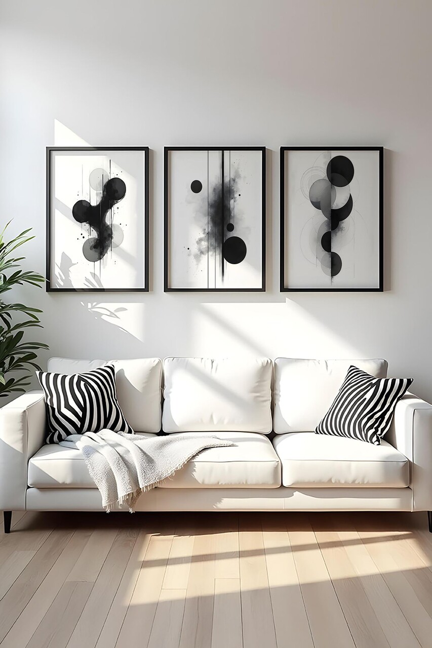 Set 3 tablouri decorative Huhu435 Cadru: 100% LEMN MASIV (Grosime: 2 cm) Multicolor