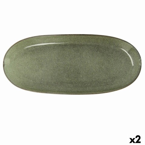 Set 2 platouri, Bidasoa, Ikonic, 36 x 16 cm, ceramica, verde Bidasoa