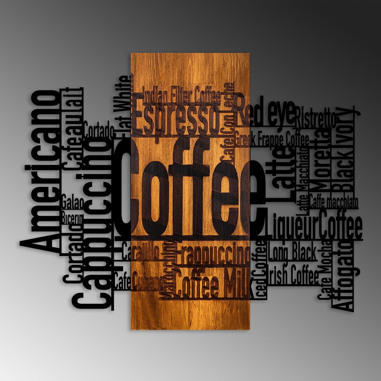 Decoratiune de perete, Coffee Mixed, Lățime: 72 cm Înălțime: 58 cm Adâncime: 3 cm, Nuc / Negru - view 6