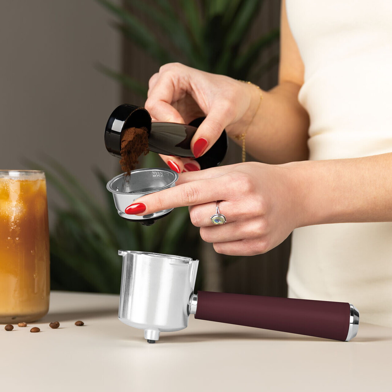 Espressor 3 in 1 Berlinger Haus, Leonardo Nordic, 950W, 23x26.5x30.5 cm, inox, visiniu mat/natur - imagine 8