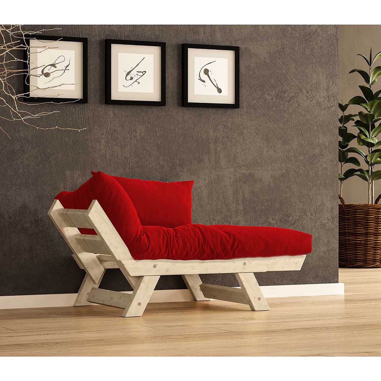 Fotoliu de gradina, Hanah Home, CPT8145-140, Natural/Roșu - view 2