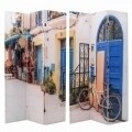 Paravan decorativ cu 2 fete Greek Island, InArt, 120 x 180 x 3 cm, mesteacan si panza, multicolor