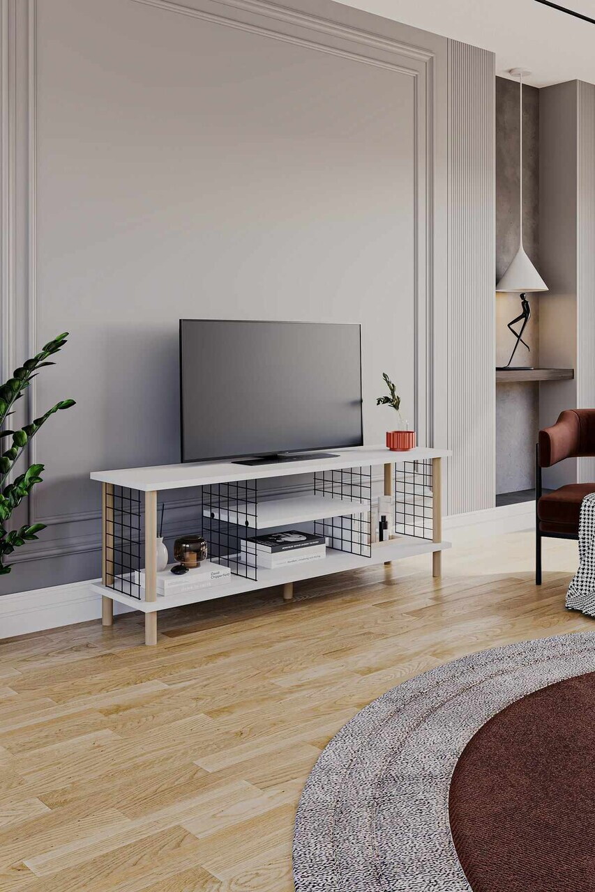 Comoda TV, Hanah Home, Peka-0048, 120x42.6x30 cm, PAL, Alb — imaginea 3