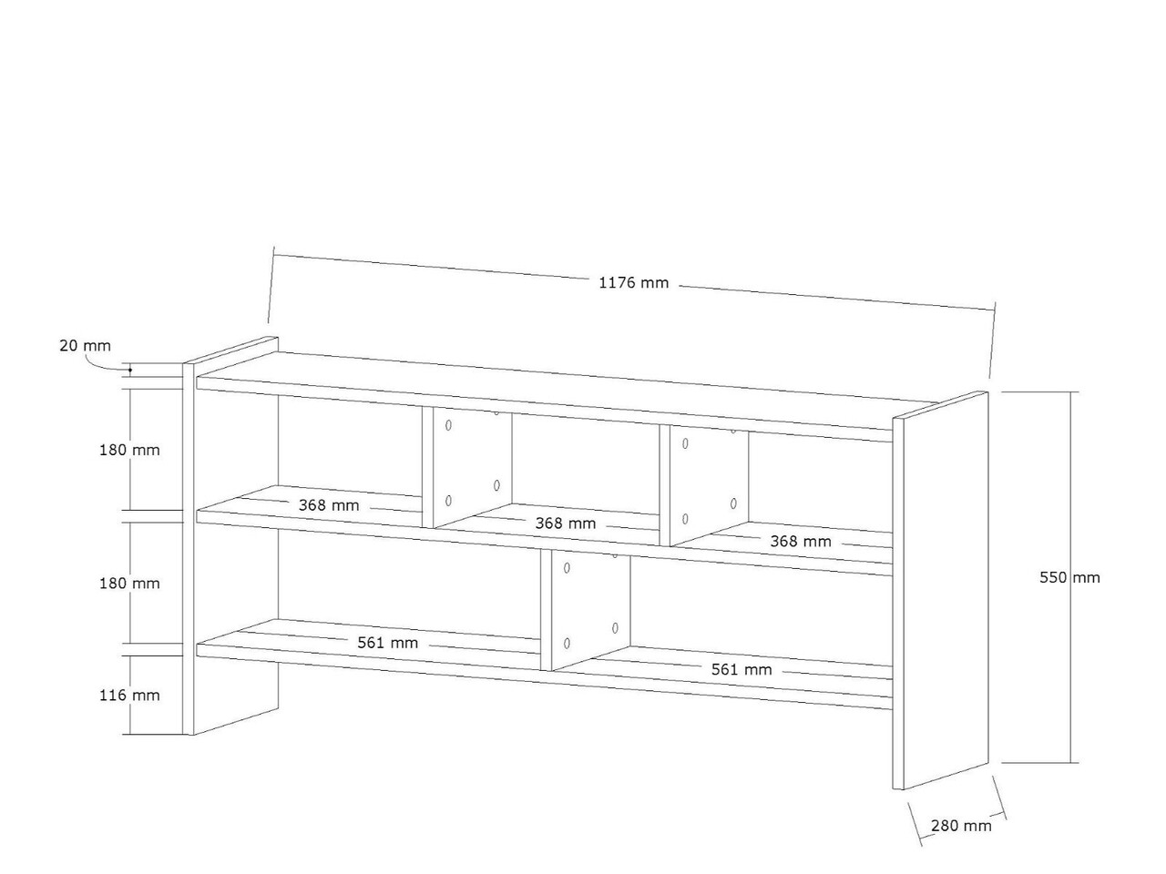 Comoda TV, Hanah Home, Pera, 117.5x55x28 cm, Maro - imagine 6