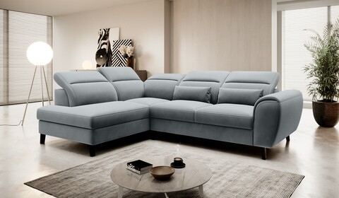Coltar extensibil stanga 4 locuri ELTAP, LT-04VE, Noble, 255x201x100 cm, lemn/poliester, gri
