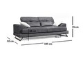 Canapea 2 locuri, Artie, 560ARE1501, Lemn de fag / PAL, Antracit