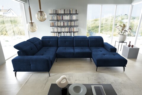Coltar stanga 6 locuri ELTAP, LT-40LO, Neviro, 350x201x77 cm, lemn/poliester, albastru inchis
