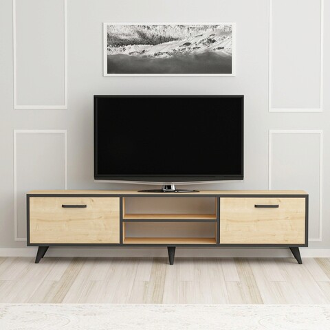 Comoda TV, Arnetti, Nirvana, 180×48.1×29.5 cm, PAL, Stejar / Negru Arnetti