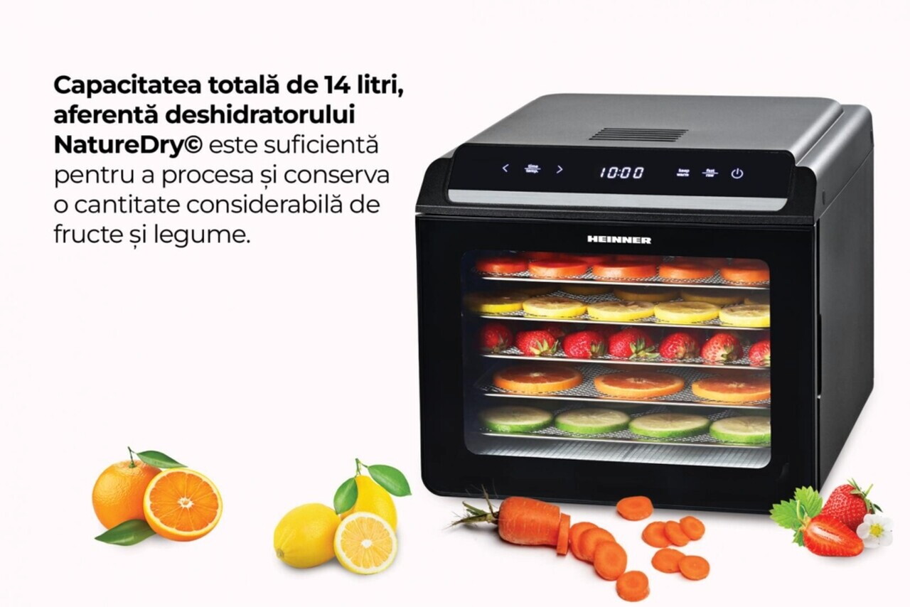 Deshidrator fructe si legume NatureDry, Heinner, 500-600W, negru - view 7