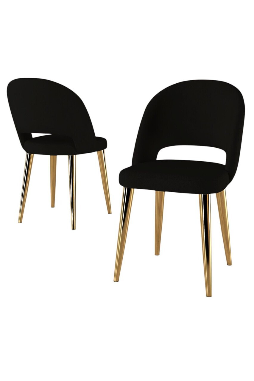 Set scaune 2 piese, Hanah Home, Pane, Negru — imaginea 2