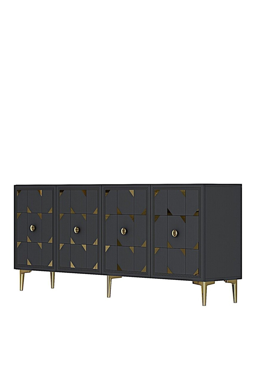 Consola, Hanah Home, Moka 180, 180x75x32 cm, Antracit / Aur — imaginea 4