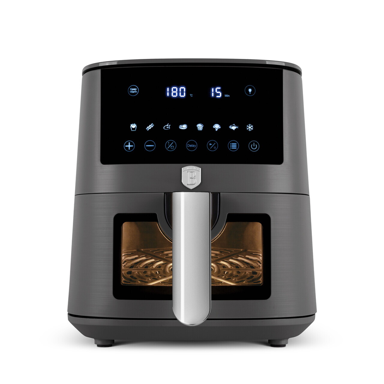 Friteuza cu aer cald si fereastra Berlinger Haus, Anthracite, 5 L, 1400W, antracit mat - imagine 5