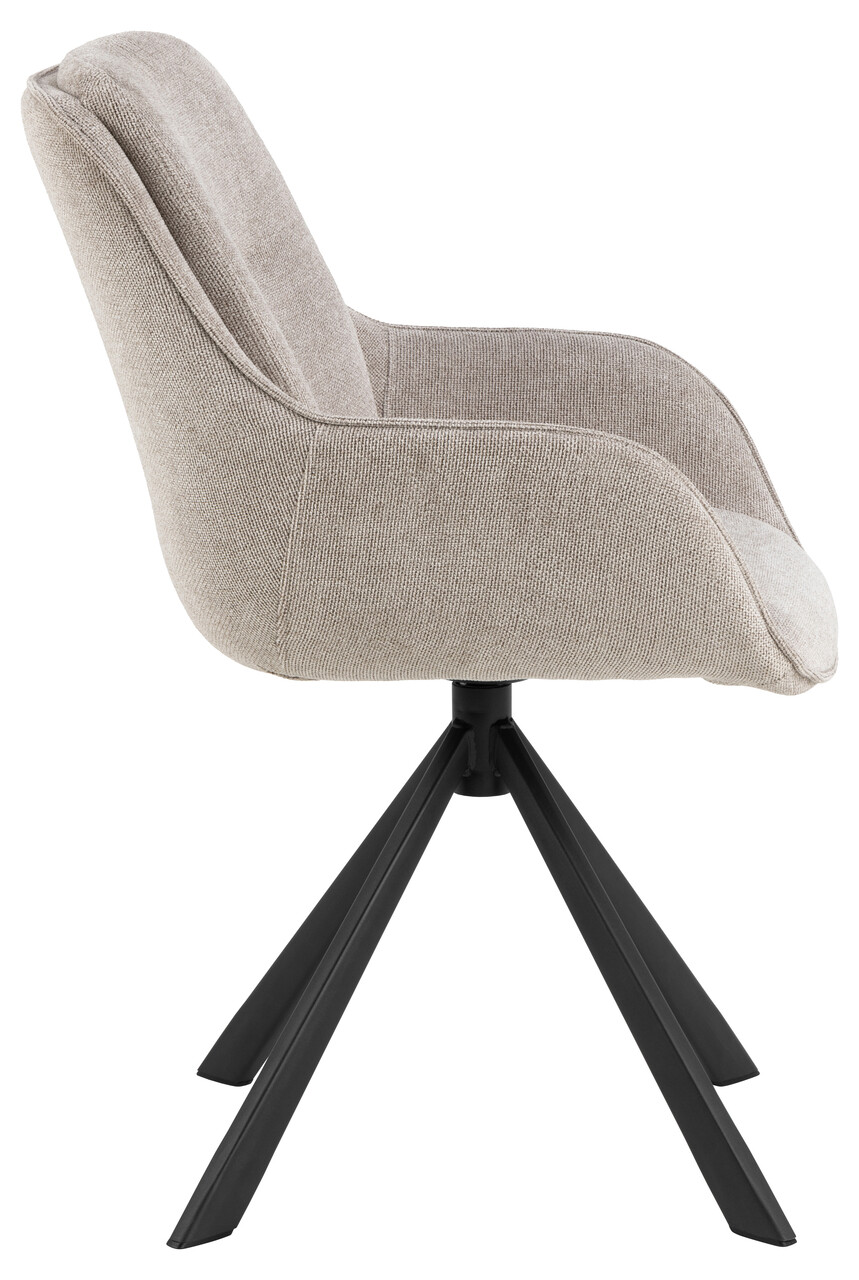 Scaun Carrie, Actona, 58.5x64x87.5 cm, rotativ, tesatura structurata/otel, bej nisip - view 5