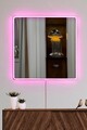 Oglinda cu Iluminare Led, Mirrorland, Square, Oglindă indestructibilă cu obturator, Roz