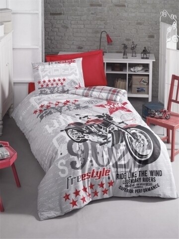 Lenjerie de pat pentru o persoana Freestyle, Cotton Box, 3 piese, 160 x 240 cm, 100% bumbac ranforce, multicolora