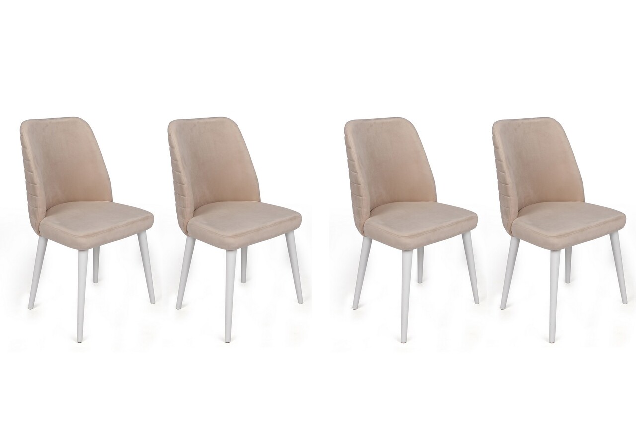 Set de scaune, Nmobb, Tutku-326 V4, Metal, Crem / Alb /