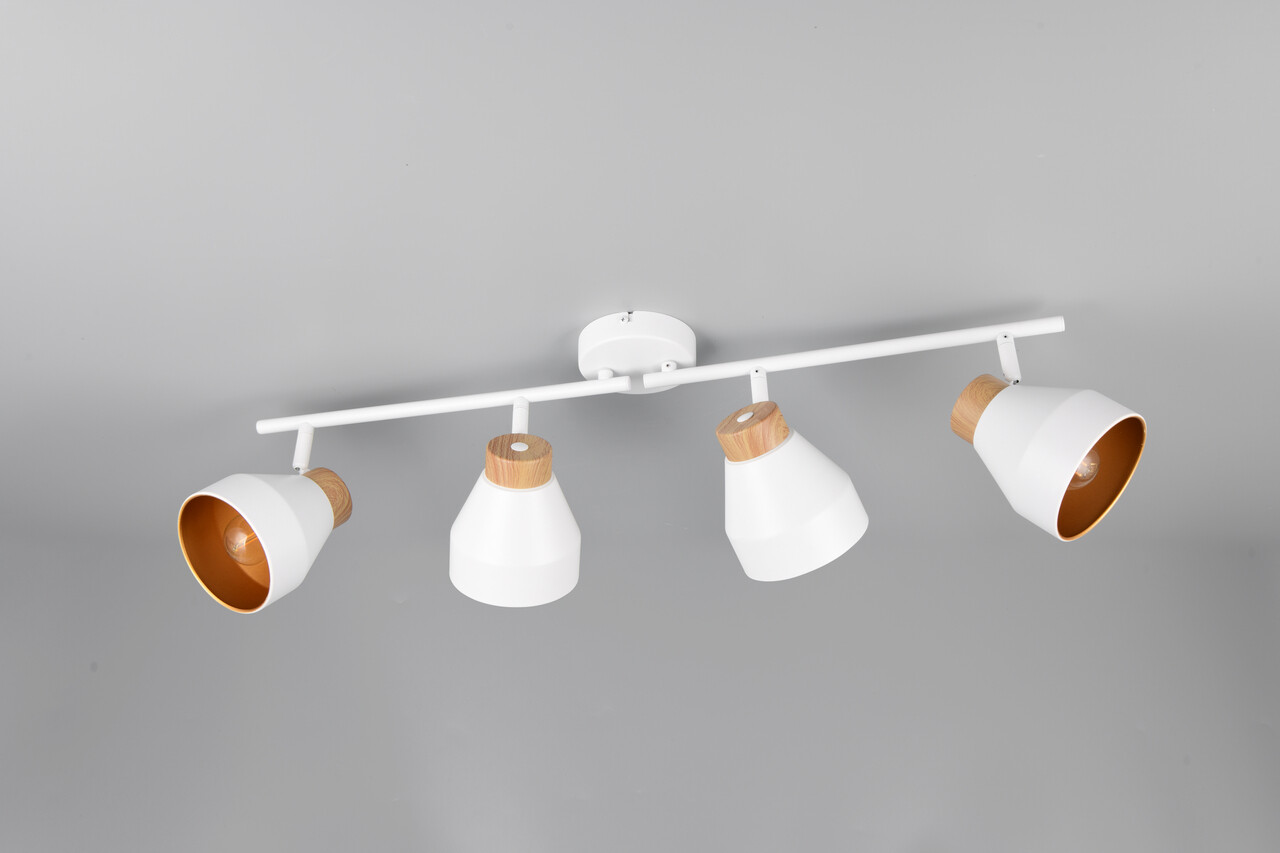 Plafoniera Valentin, RL, 71.5x15x22 cm, 10W, 4x E14, metal, alb mat/natur