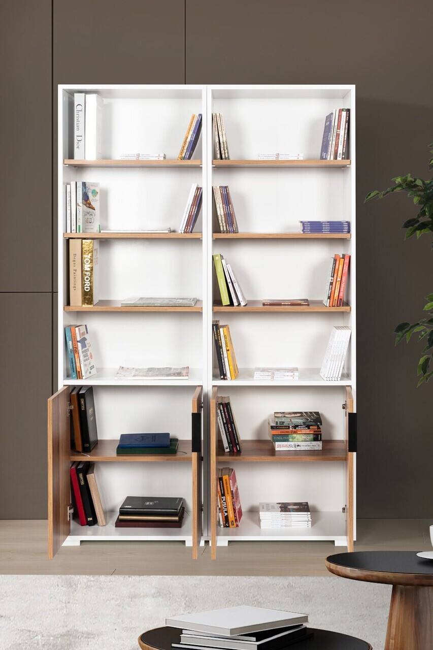 Corp biblioteca, Hanah Home, Evm 8201, 120x187x30 cm, PAL, Alb/Maro — imaginea 2